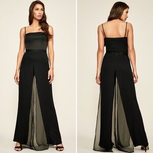 TADASHI BLACK SEATON CHIFFON PANEL WHIMSIGOTH ETHEREAL PANT SIZE 8